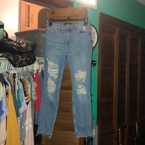 High Rise Super Skinny Crop Vintage Stretch Jeans